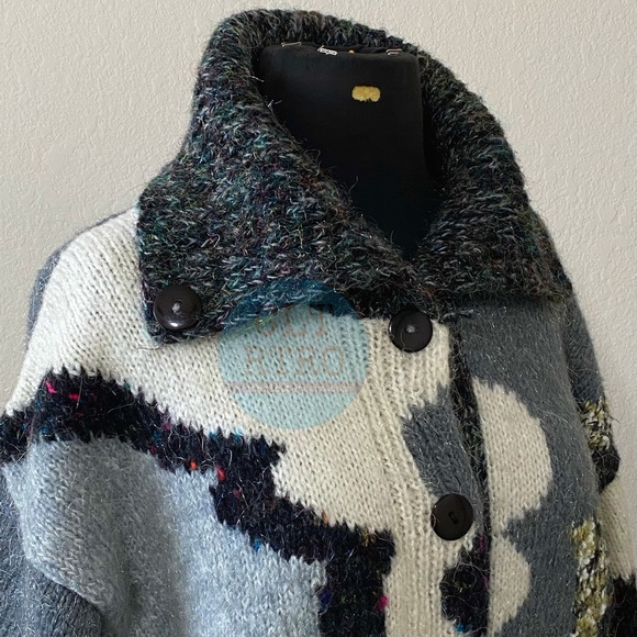 vtg Wool/Mink Knit Sweater Coat (46) - Picture 5 of 10